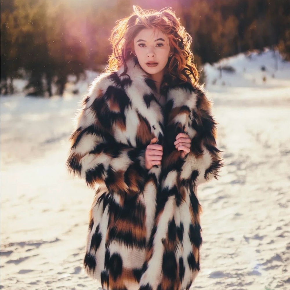 SpiritHoods Faux Fur Coat - Brown and Black - “Manx Cat”